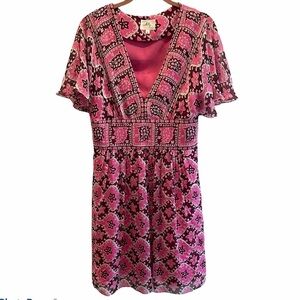 Milly Of New York Silk Chiffon Dress Pink Paisley